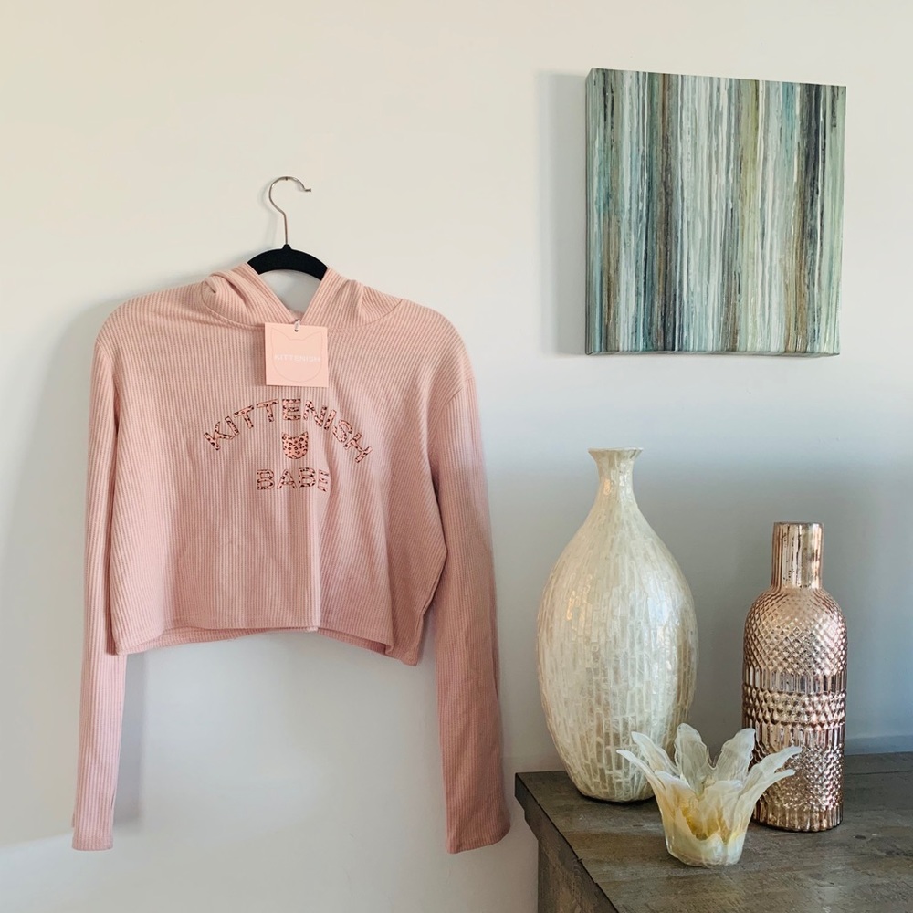 Kittenish Crop Thermal Hoodie